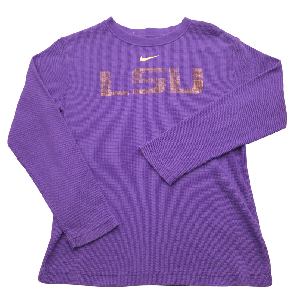 Nike LSU Tigers Waffle Knit Thermal‎ Long Sleeve Shirt Purple Womens Medium
